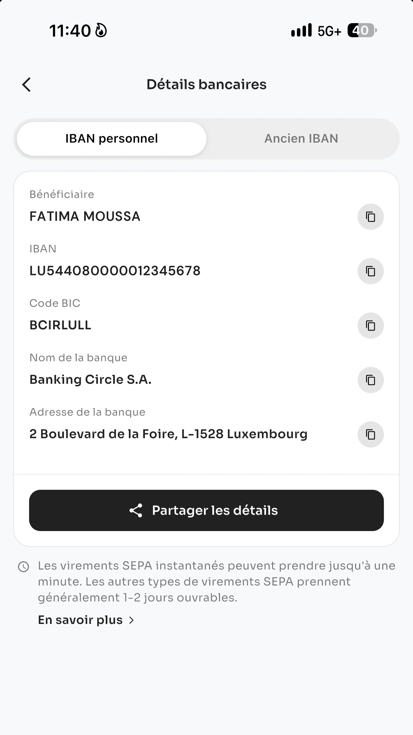 Vos coordonnées bancaires